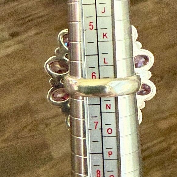 Stunning Pink Topaz Cluster Floral Ring in Sterling Silver - Size 6 - Brand New - Picture 4 of 8